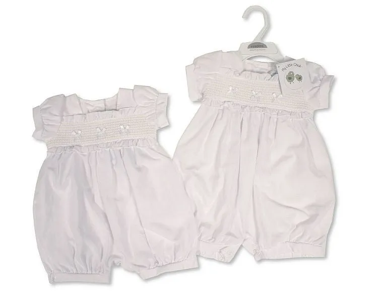 Baby Girls Romper with Smocking and Bows (NB-6m) (PK6) BIS-2120-6259