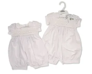 Baby Girls Romper with Smocking and Bows (NB-6m) (PK6) BIS-2120-6259