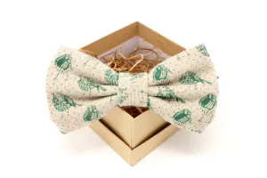 Bird Print Linen Bow Tie