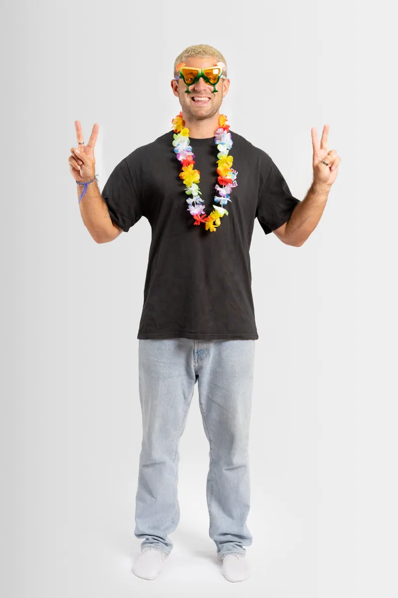 Black Tee with Festival Flower
