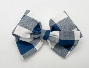 Blue and White Plaid Bow