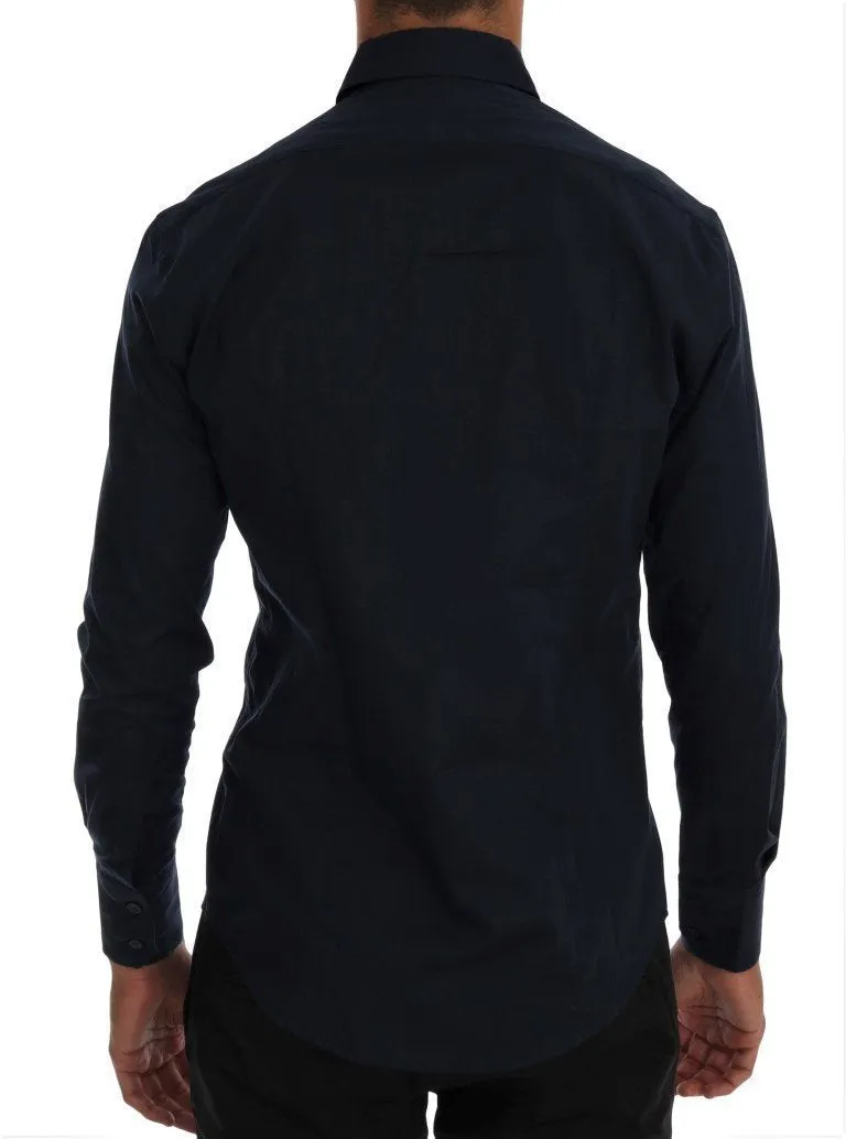 Blue Cotton Stretch Slim Fit Shirt