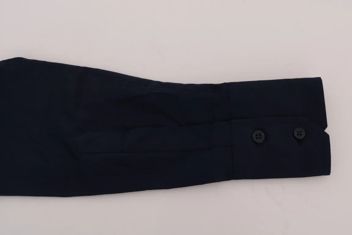 Blue Cotton Stretch Slim Fit Shirt
