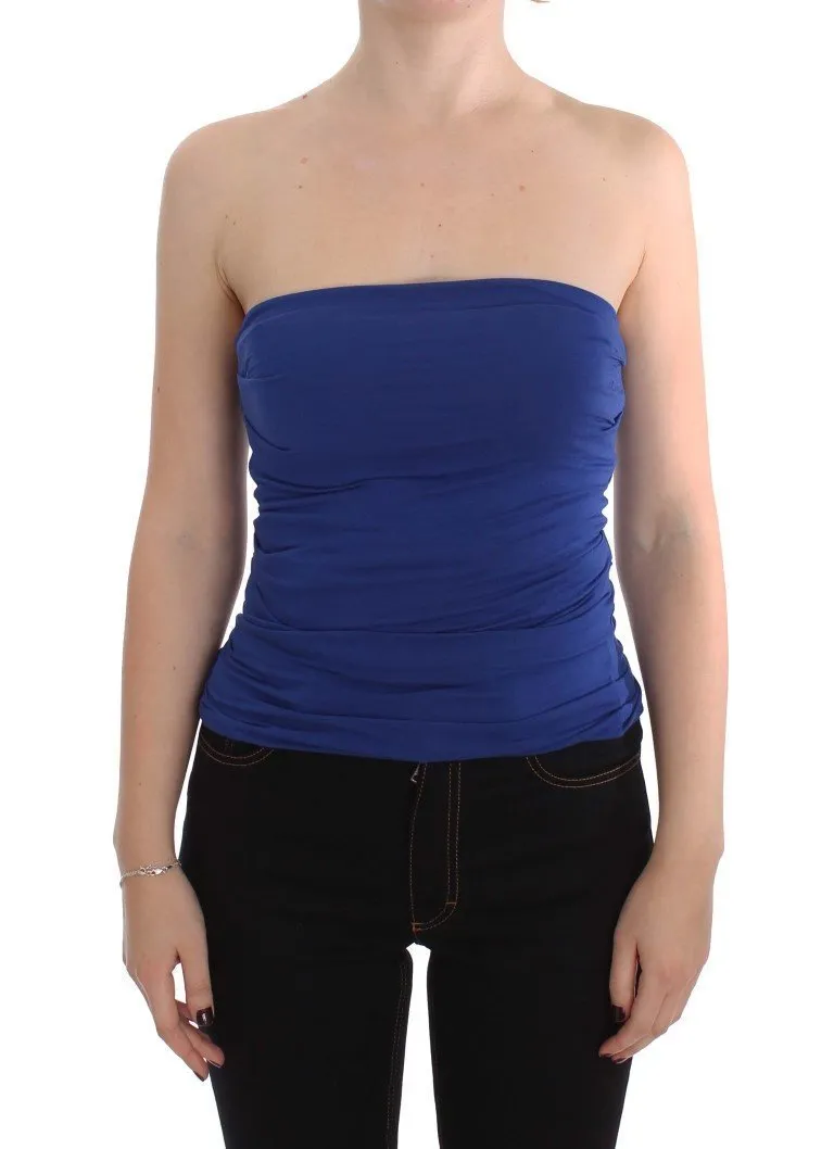 Blue Stretch Bustier Top