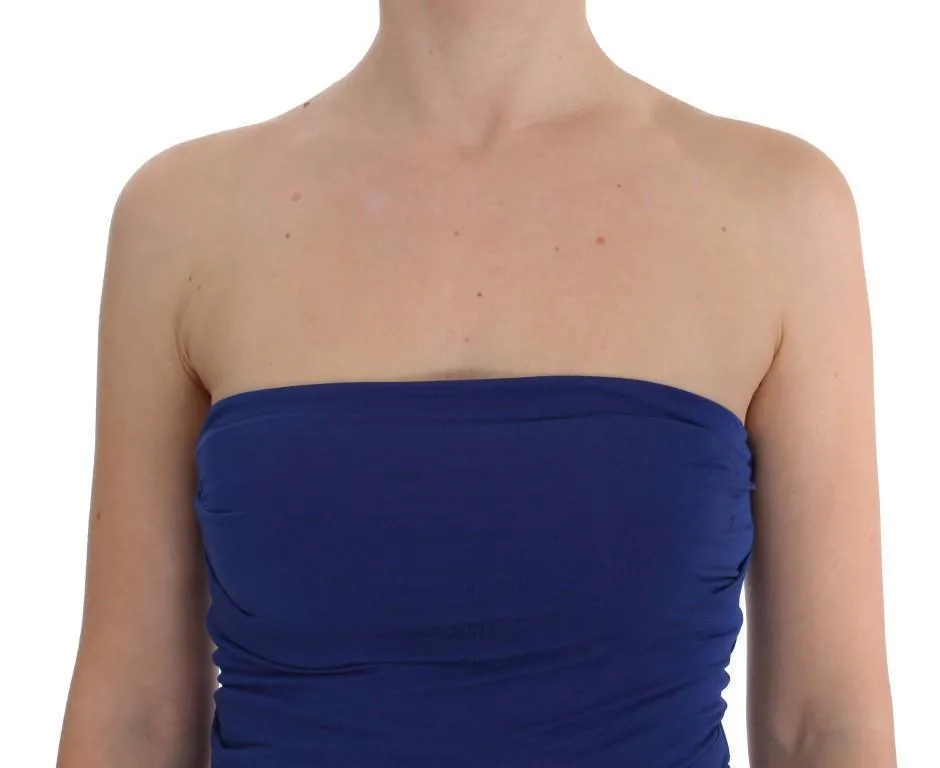 Blue Stretch Bustier Top