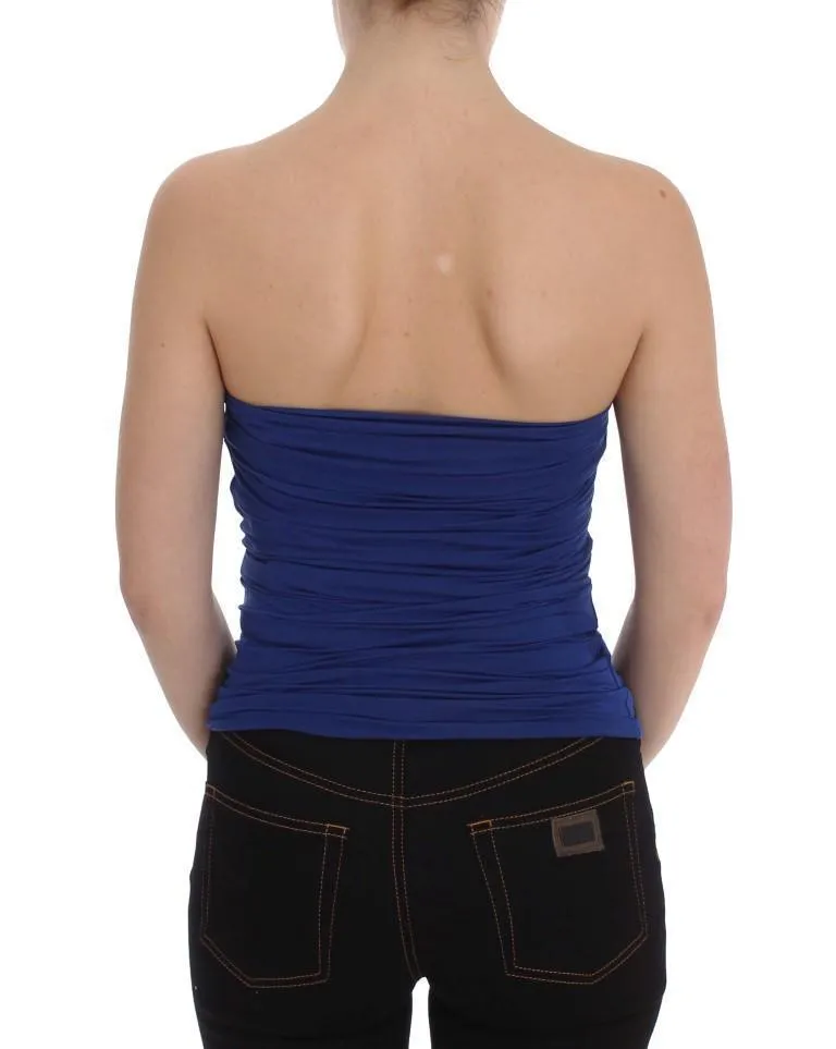 Blue Stretch Bustier Top