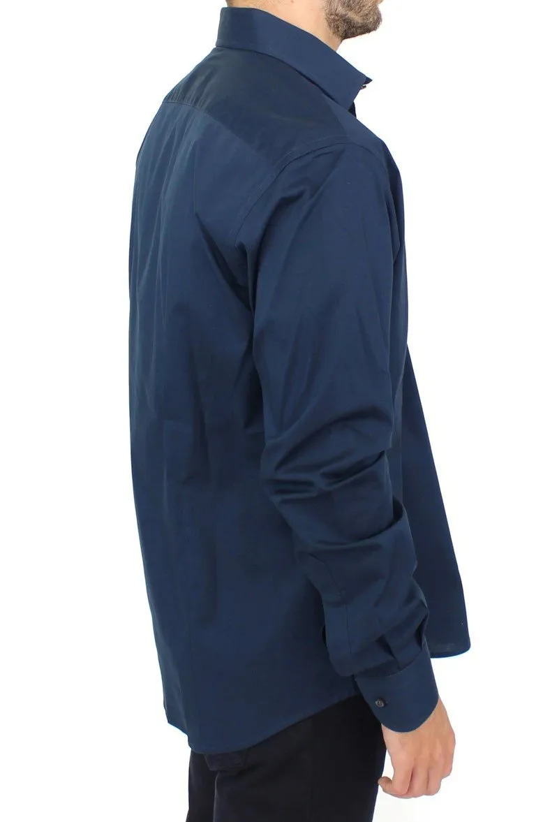 Blue stretch cotton shirt