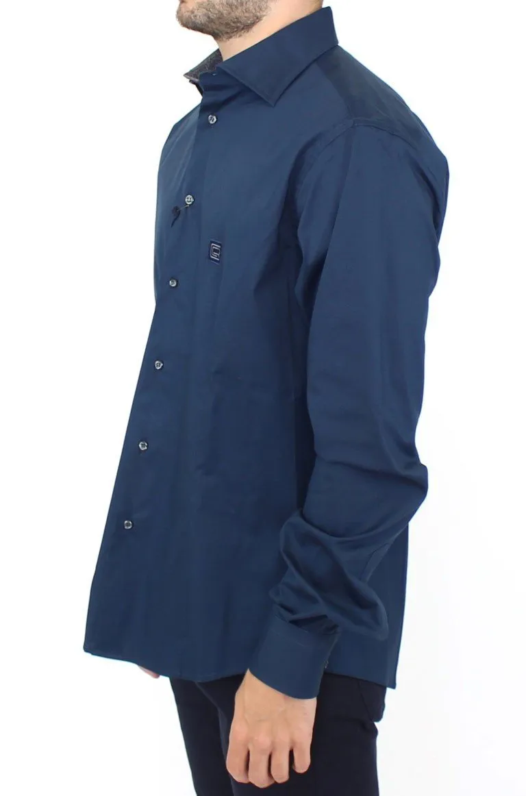 Blue stretch cotton shirt