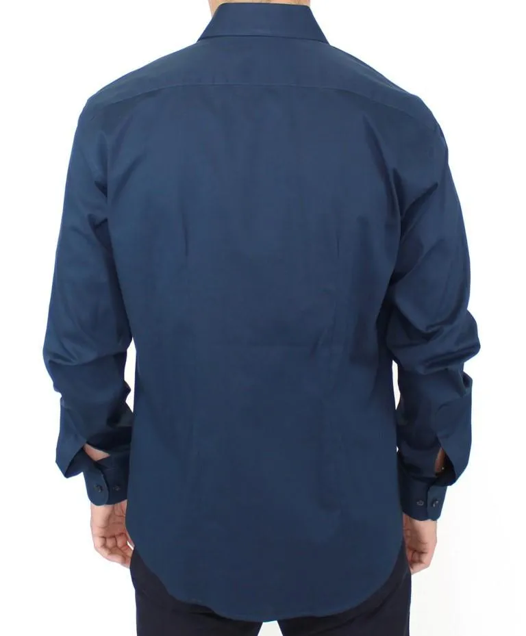 Blue stretch cotton shirt