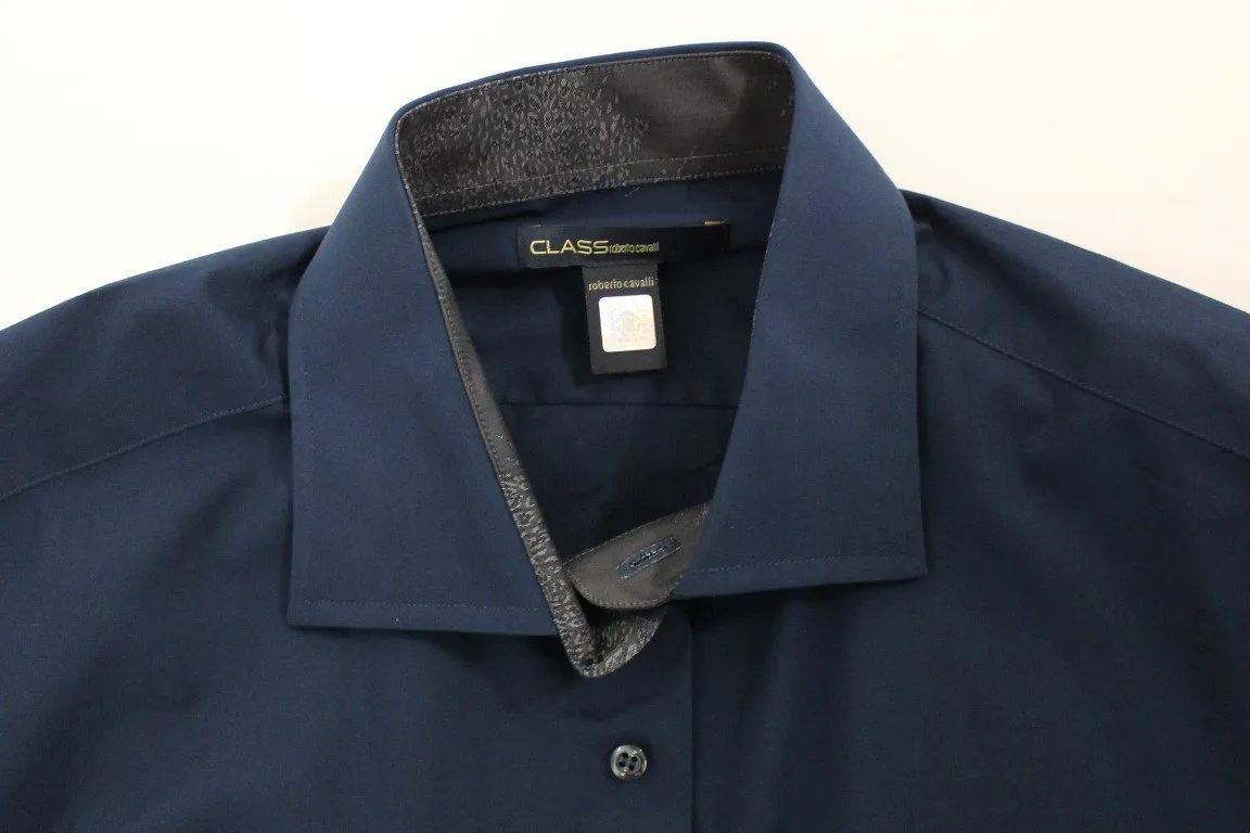 Blue stretch cotton shirt