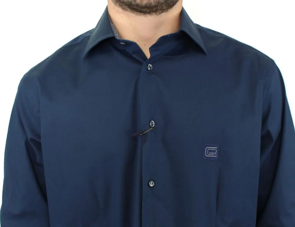Blue stretch cotton shirt