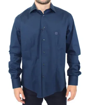 Blue stretch cotton shirt