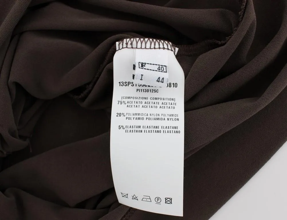 Brown Stretch Sleeveless Blouse
