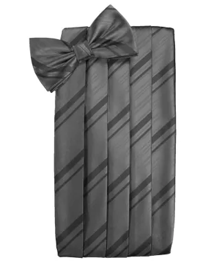 Charcoal Striped Satin Cummerbund