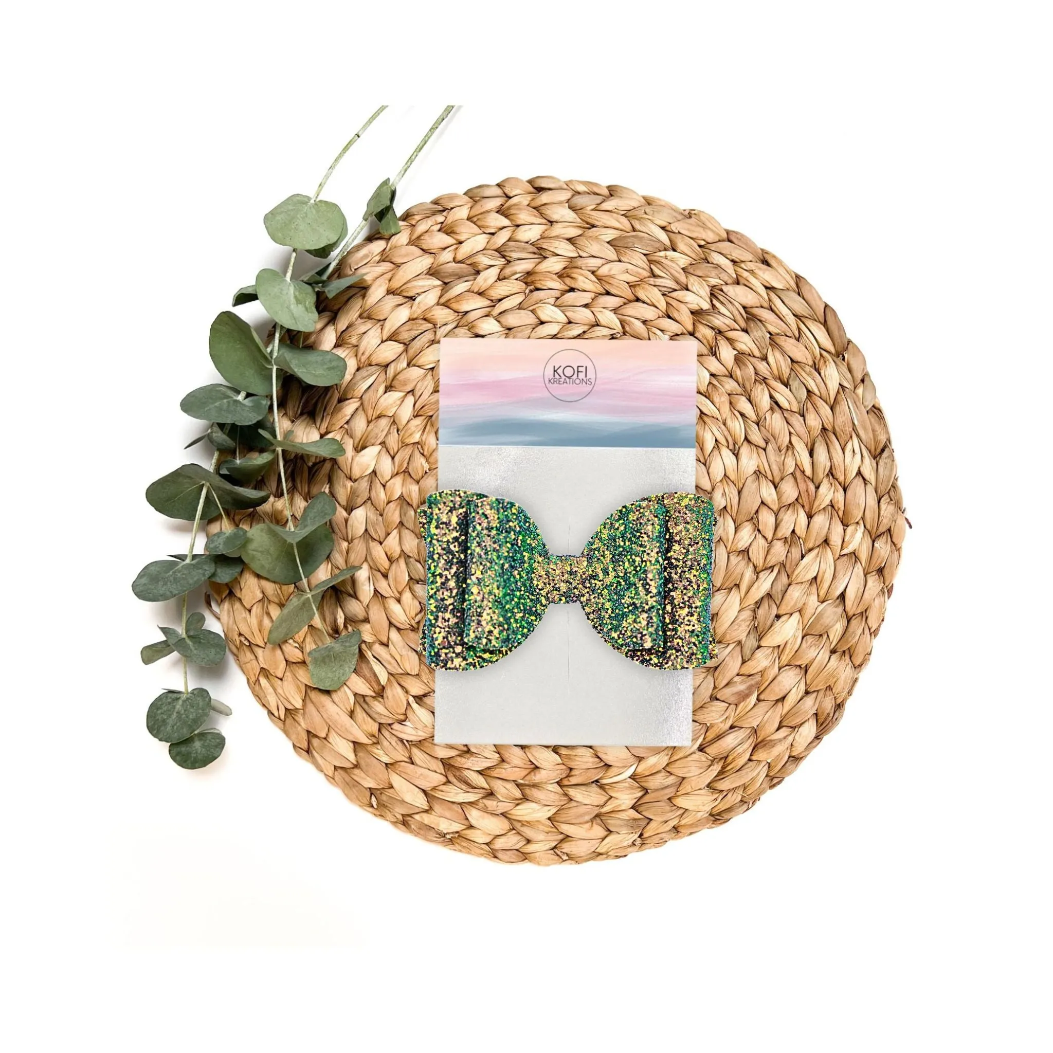 Emerald Gold Josie | Glitter Hair Bow