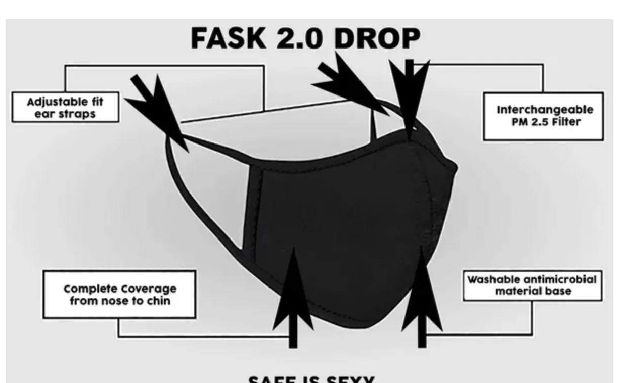 FASK Heart Cotton 2.0 Stoned Mask with Interchangeable Filter and Adjustable Size Strap