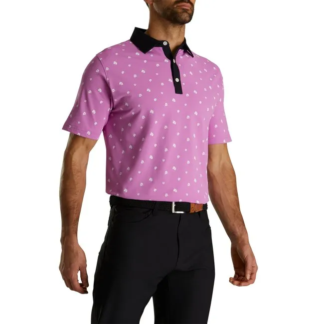 FootJoy Men's Pique Stretch Scattered Floral Self Collar