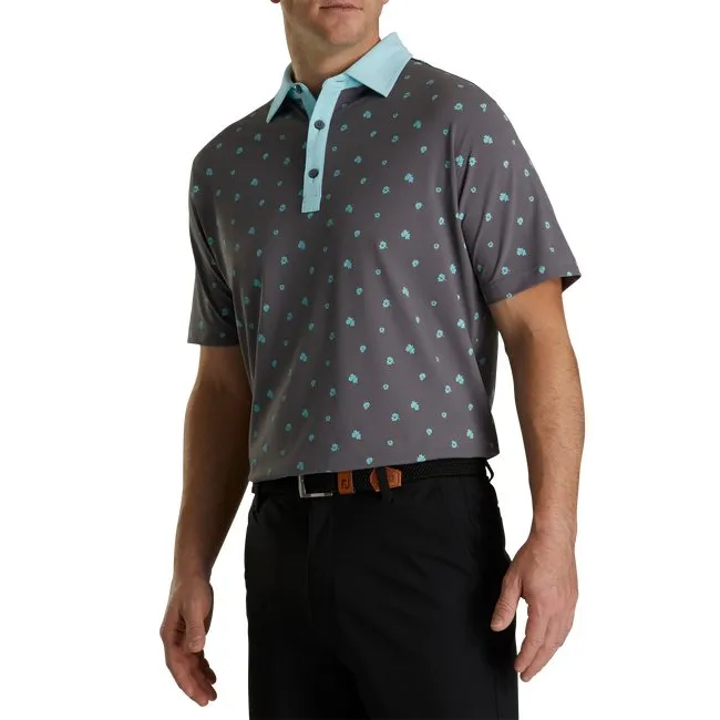 FootJoy Men's Pique Stretch Scattered Floral Self Collar