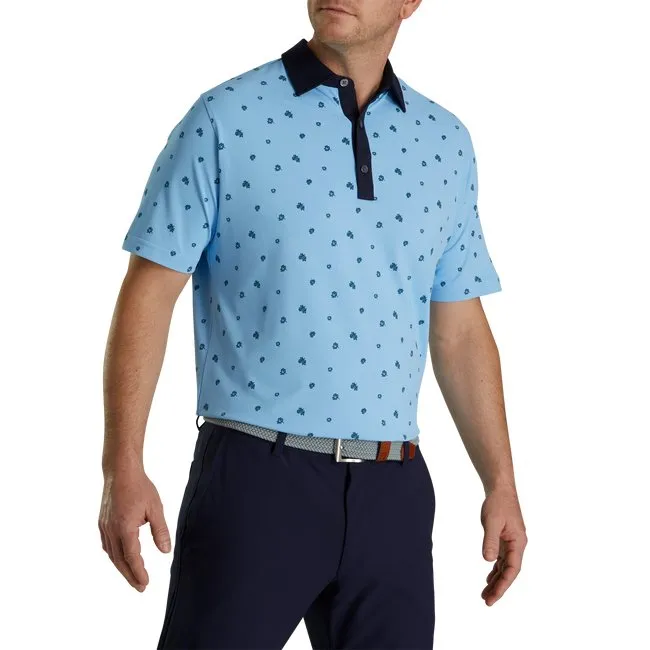 FootJoy Men's Pique Stretch Scattered Floral Self Collar