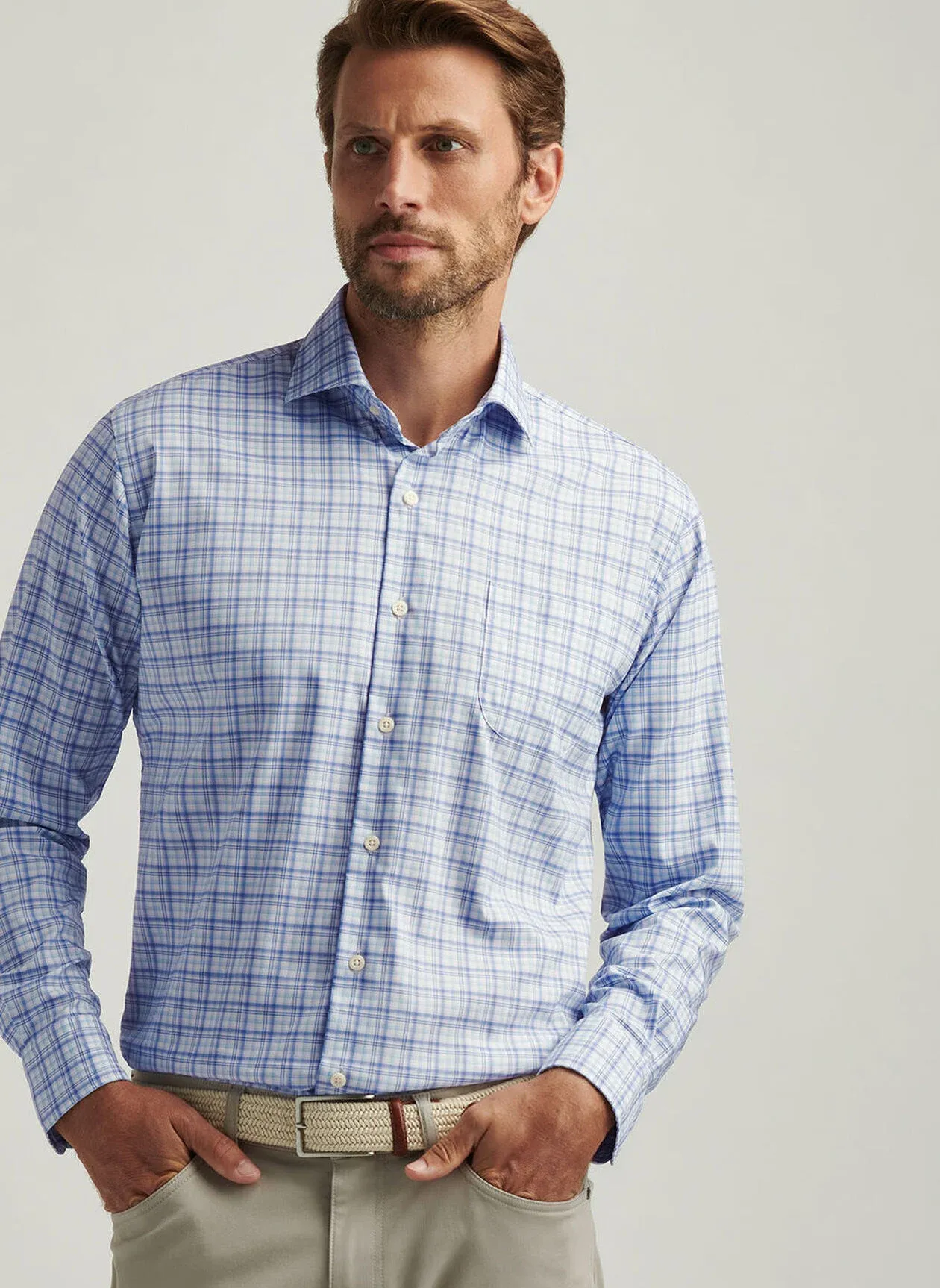 GARROW CROWN LITE COTTON STRETCH SHIRT - BLUE FREESIA