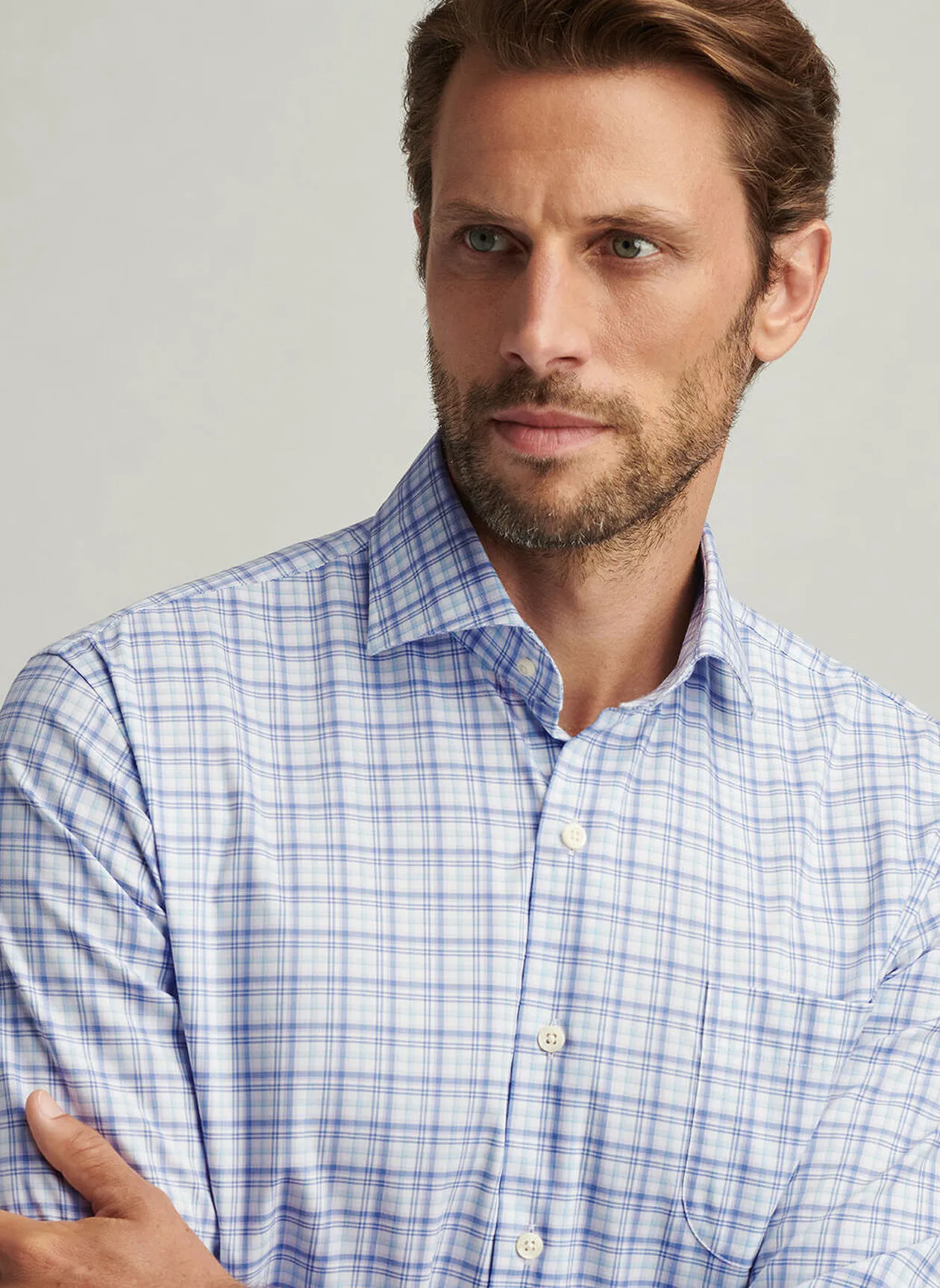 GARROW CROWN LITE COTTON STRETCH SHIRT - BLUE FREESIA