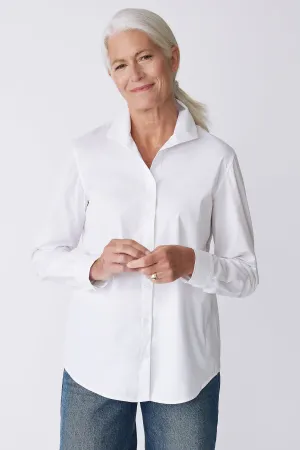 Ginna Box Pleat Shirt - White Stretch