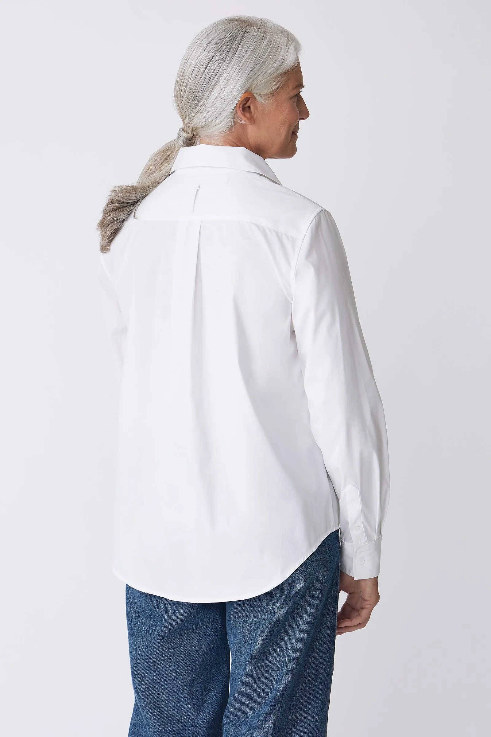 Ginna Box Pleat Shirt - White Stretch