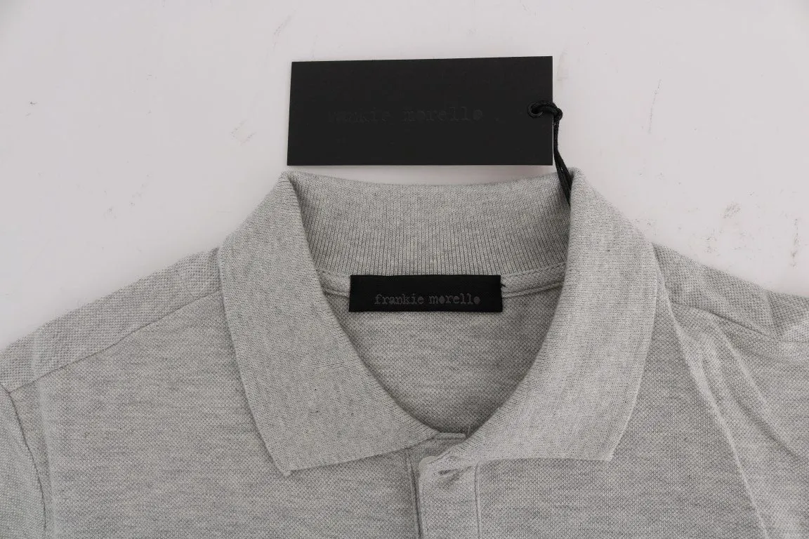 Gray Cotton Stretch Polo T-shirt