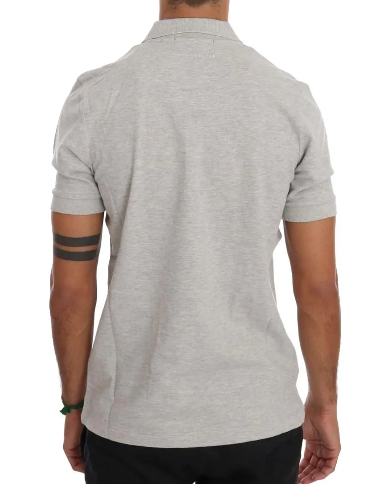 Gray Cotton Stretch Polo T-shirt