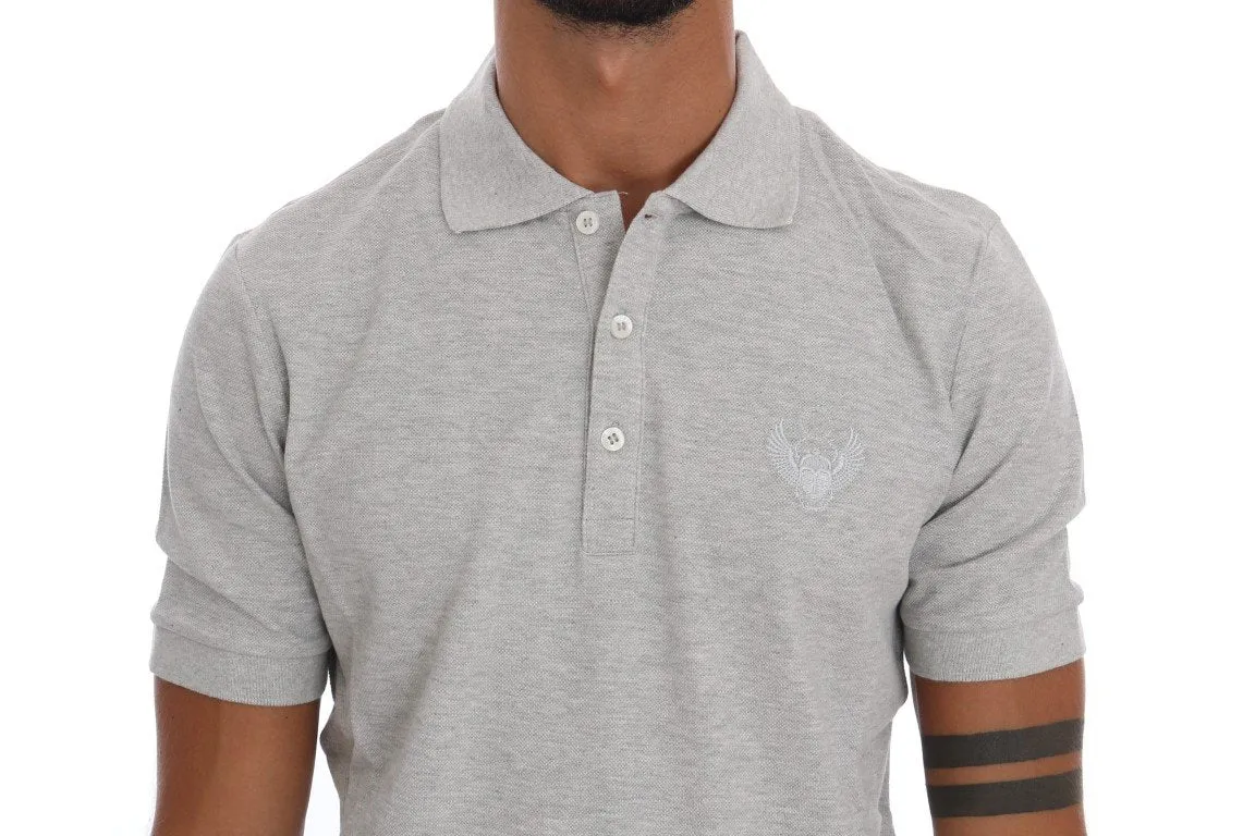 Gray Cotton Stretch Polo T-shirt