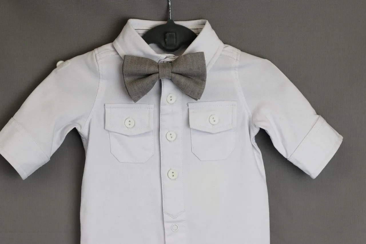 Gray Linen Bowtie