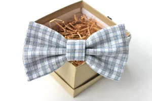 Grey Gingham Bow Tie