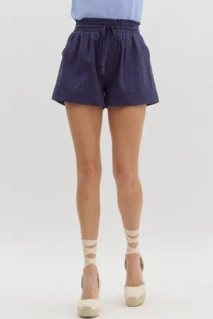 High Waisted Frill Shorts {Navy}