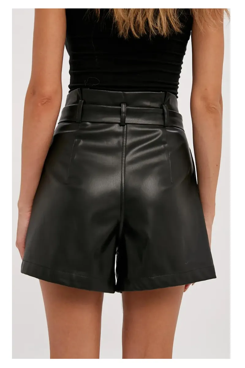 High-Waisted Vegan Leather Shorts