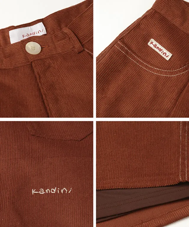 KANDINI A-line Corduyoy Short Pants - Brick