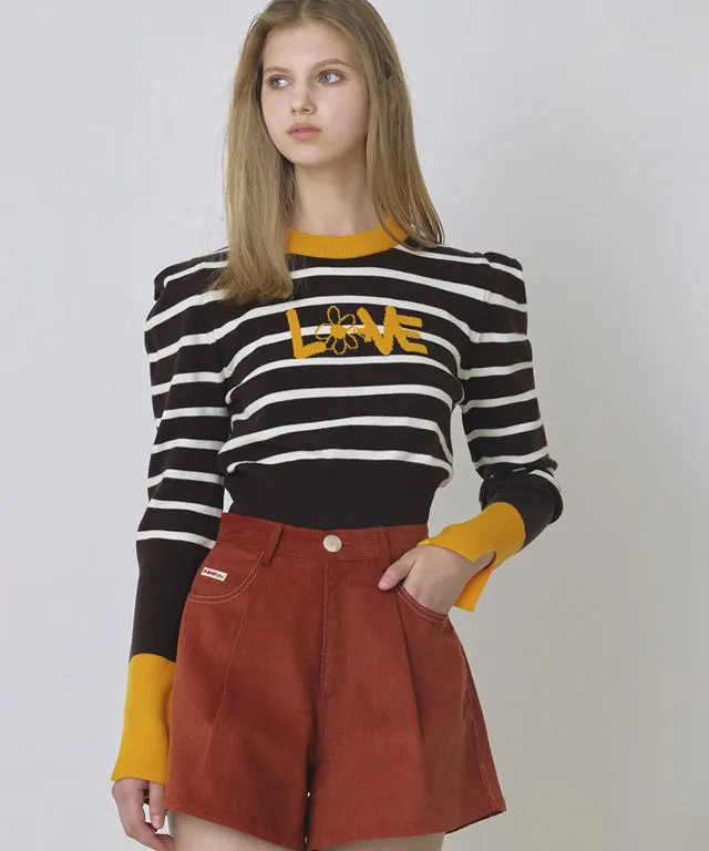 KANDINI A-line Corduyoy Short Pants - Brick