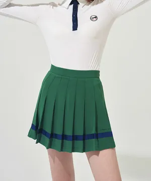 KANDINI Color line Pleats Skirt - Green