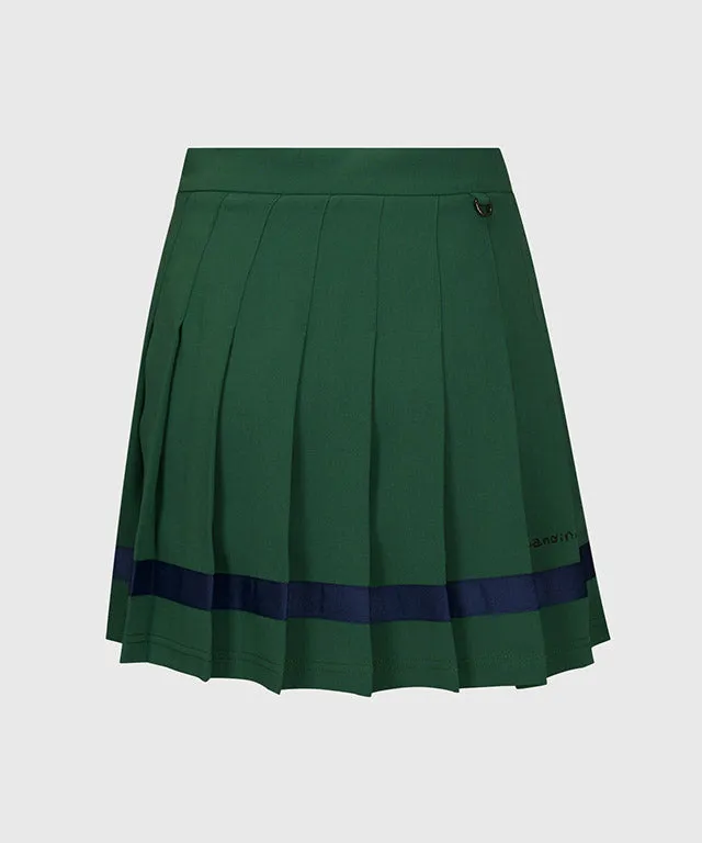 KANDINI Color line Pleats Skirt - Green