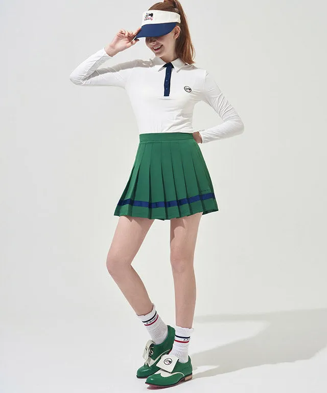 KANDINI Color line Pleats Skirt - Green