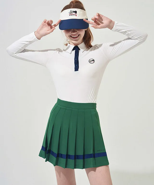 KANDINI Color line Pleats Skirt - Green