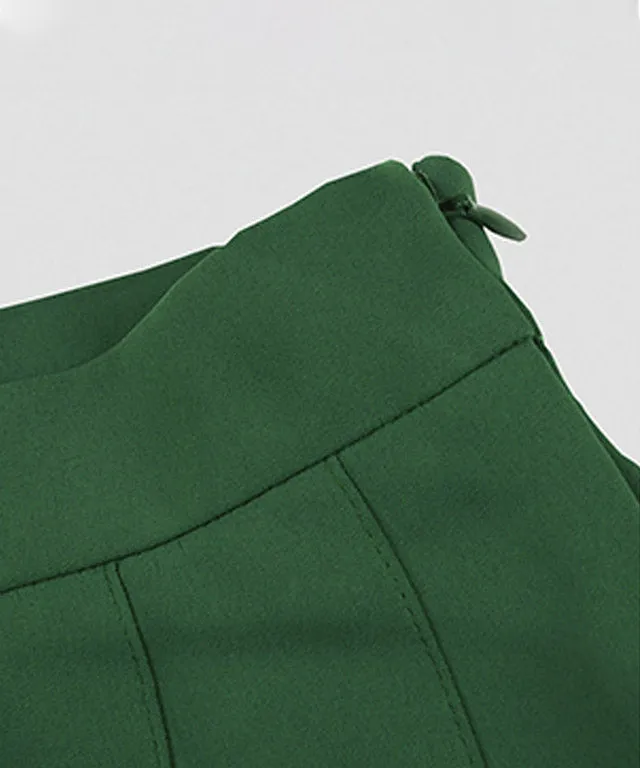 KANDINI Color line Pleats Skirt - Green