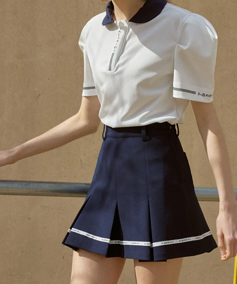 KANDINI Pocket Pleats Skirt - Navy