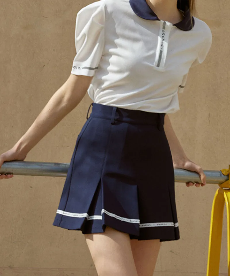 KANDINI Pocket Pleats Skirt - Navy