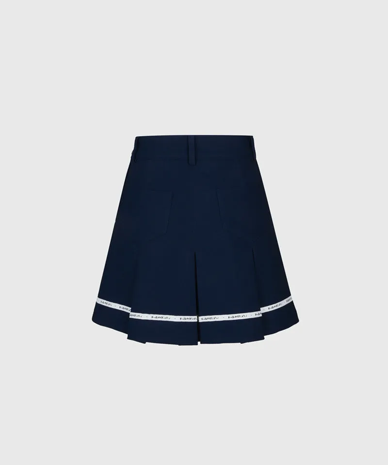 KANDINI Pocket Pleats Skirt - Navy