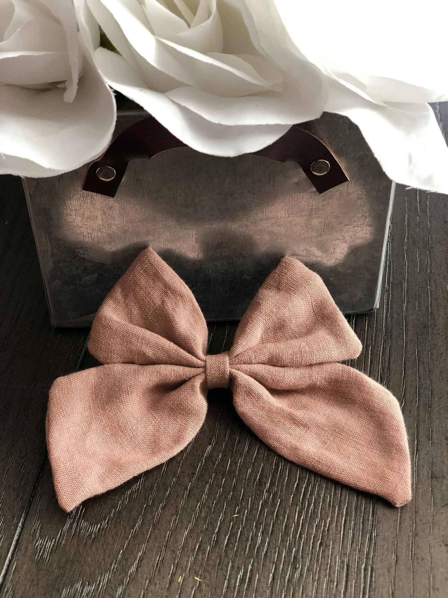 Large Linen Bow on Clip