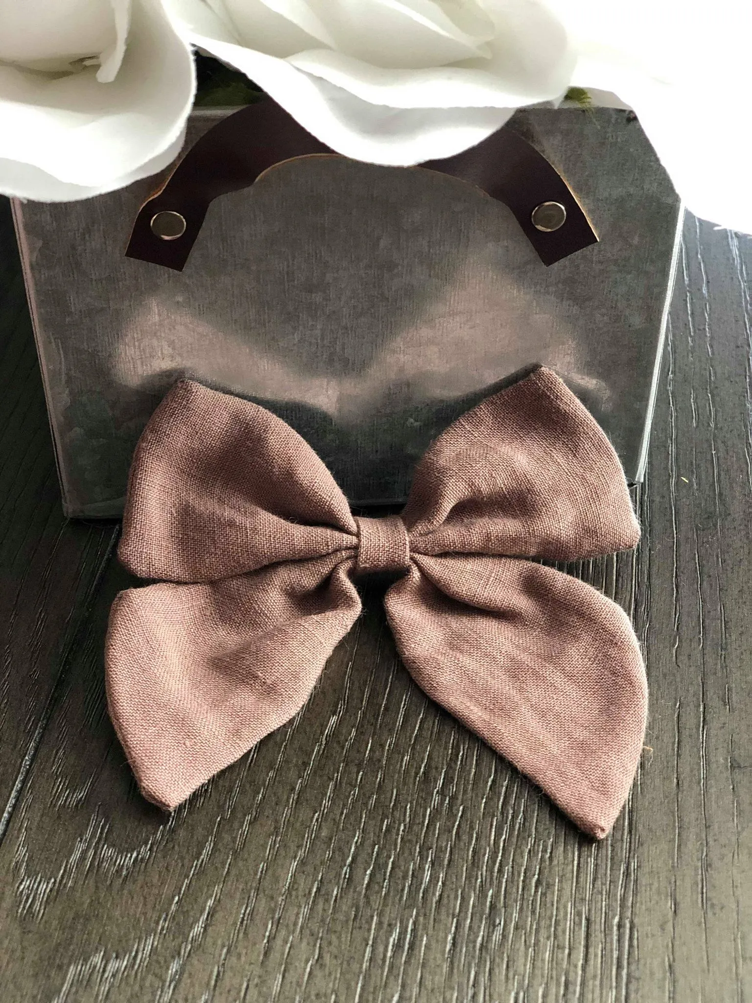 Large Linen Bow on Clip