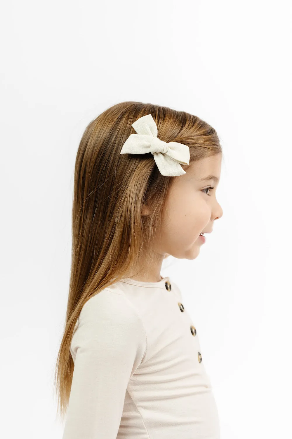 Linen Bow - Ivory Clip