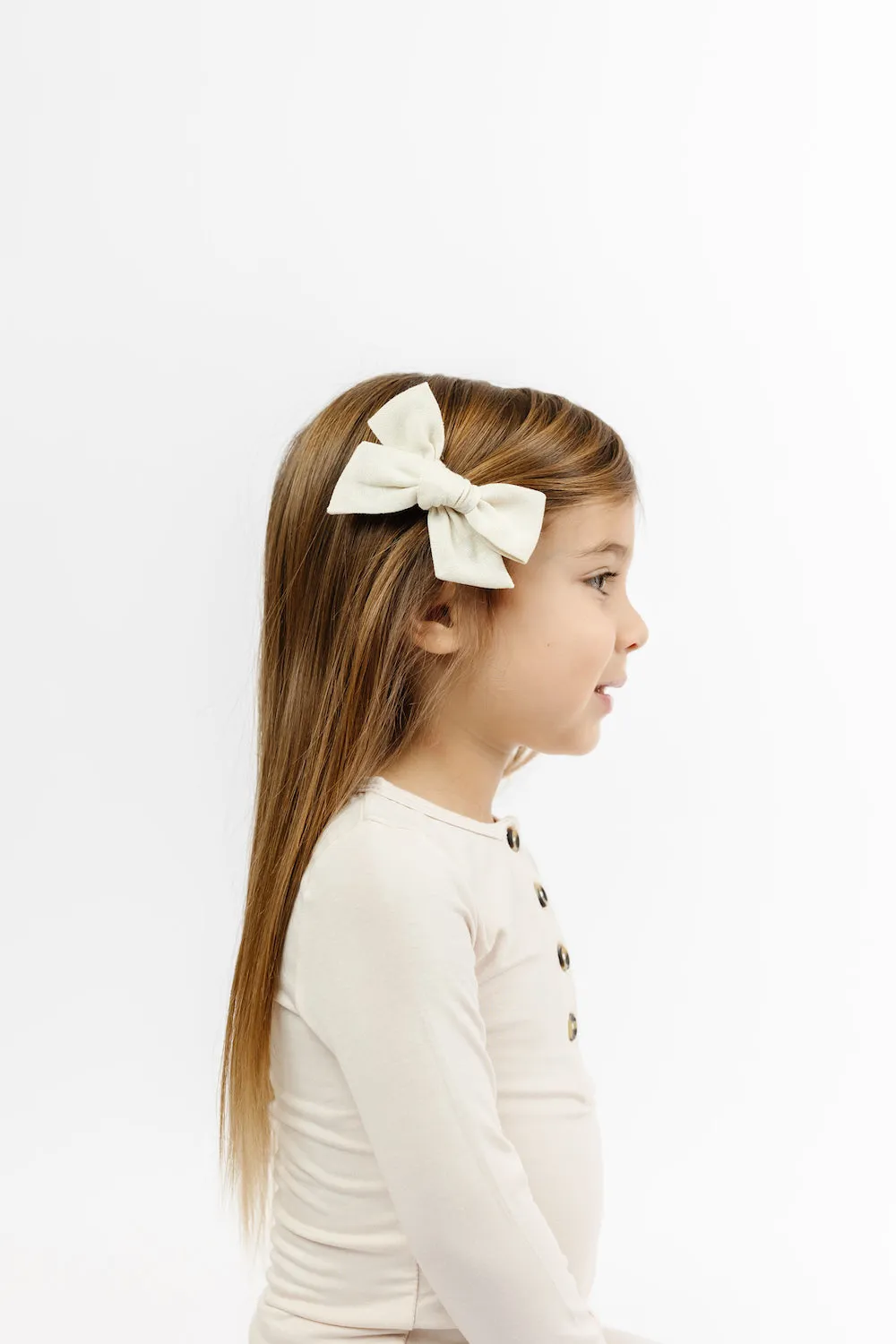 Linen Bow - Ivory Clip
