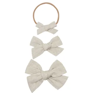 Linen Bow - Oatmeal Chambray Headband