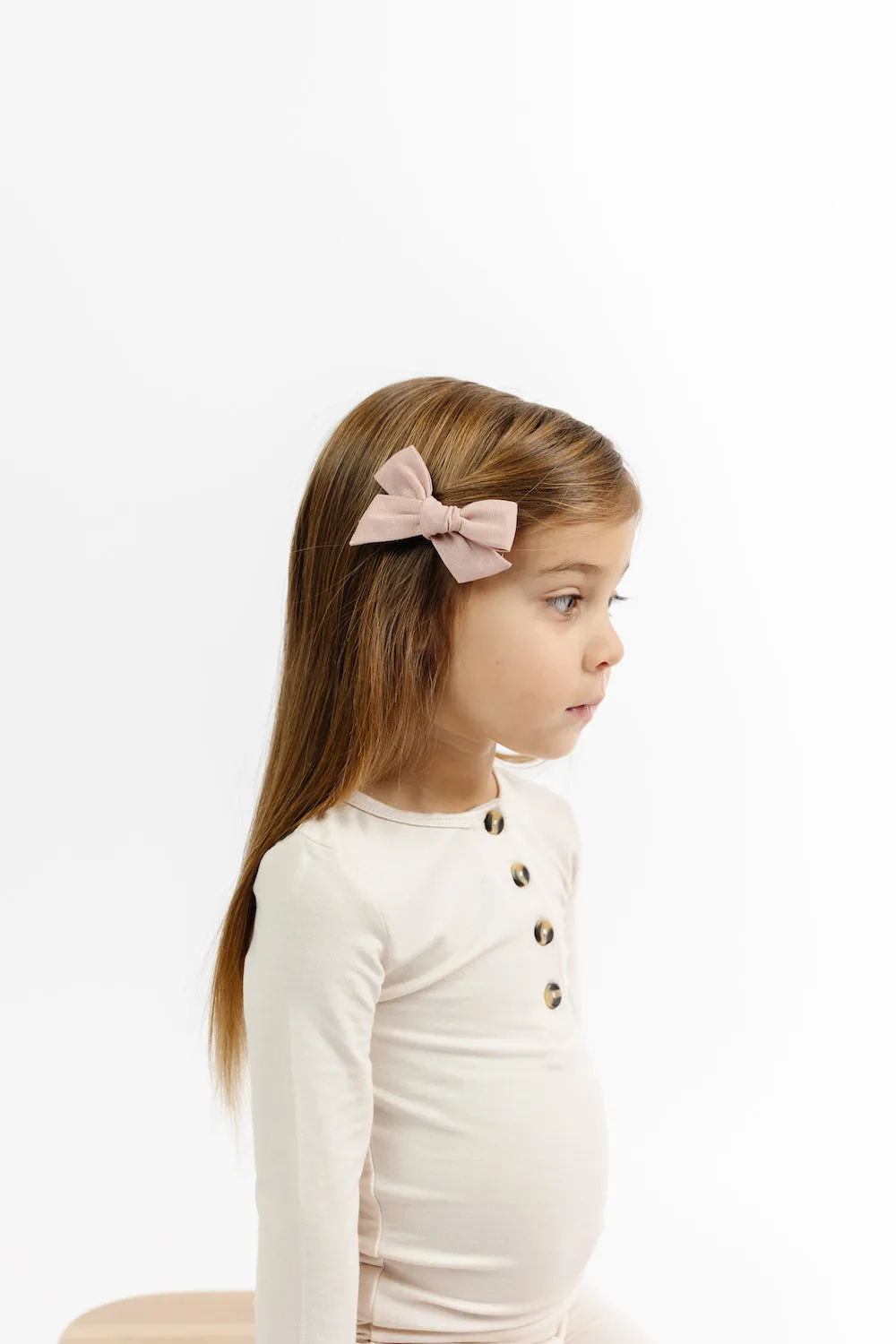 Linen Bow - Rose Clip